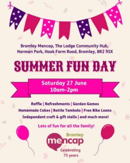 ☀️It’s set to be a glorious day tomorrow… come down for a day of family fun ☀️

We can’t wait to be back again this year, see you there! 

Bromley Mencap Summer Fun Day 27th June 2026 10 am - 2pm